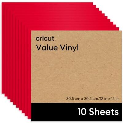 Cricut Lot de 10 feuilles de film vinyle autocollant permanent pour traceur 30,5 x 30,5 cm Pour toutes les machines à découper Rouge Cricut Lot de 10 feuilles de film vinyle autocollant permanent pour traceur 30,5 x 30,5 cm Pour toutes les machines à découper Rouge
