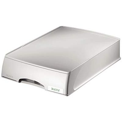 Leitz Corbeille à Courrier A4 avec Tiroir, Gris, Plus, 52100085 Leitz Corbeille à Courrier A4 avec Tiroir, Gris, Plus, 52100085