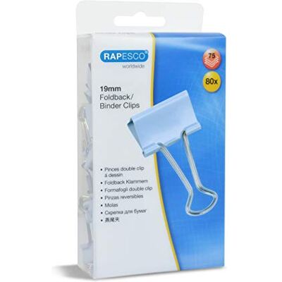 Rapesco 1490 Pinces à Double Clip 19 mm, Bleu Pastel, Lot de 80 Rapesco 1490 Pinces à Double Clip 19 mm, Bleu Pastel, Lot de 80