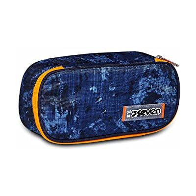 Seven Porte-stylo scolaire ROUND PLUS BIG DEEPLY INDIGO Trousse monozip avec organisateur intérieur, passants élastiques Tissu 100% Eco-Material, bleu, Taglia Unica, classique Seven Porte-stylo scolaire ROUND PLUS BIG DEEPLY INDIGO Trousse monozip avec organisateur intérieur, passants élastiques Tissu 100% Eco-Material, bleu, Taglia Unica, classique