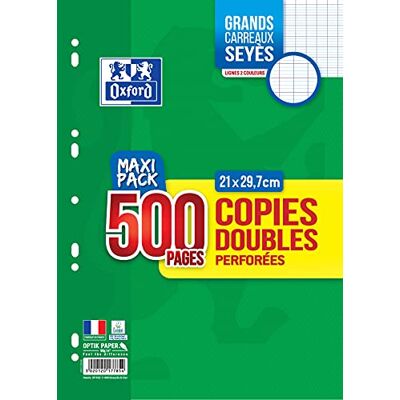 Oxford Copies Doubles Grands Carreaux Seyès 500 Pages blanches 90g sous film. Oxford Copies Doubles Grands Carreaux Seyès 500 Pages blanches 90g sous film.