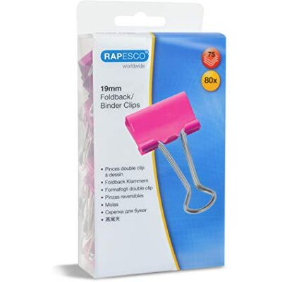 Rapesco 1491 Pinces à Double Clip 19 mm, Fuchsia, Lot de 80 Rapesco 1491 Pinces à Double Clip 19 mm, Fuchsia, Lot de 80