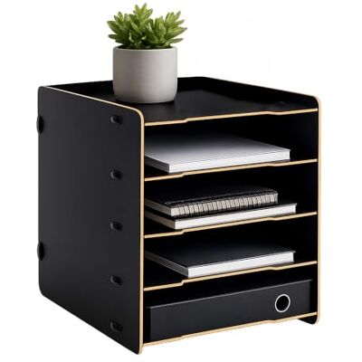 Relaxdays Range-documents A4 noir, 5 compartiments, montage emboîté 29,5 × 25 × 31,5 cm, MDF Relaxdays Range-documents A4 noir, 5 compartiments, montage emboîté 29,5 × 25 × 31,5 cm, MDF