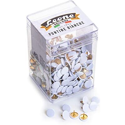 Lot de 500 punaises colorées Lion Dell'Era Blanches dans un pot de 500 pièces Lot de 500 punaises colorées Lion Dell'Era Blanches dans un pot de 500 pièces