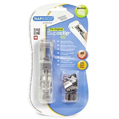 Rapesco RC4025SS Supaclip 40 Distributeur Transparent et 25 Pinces Clips de Recharge en Acier Inoxydable Rapesco RC4025SS Supaclip 40 Distributeur Transparent et 25 Pinces Clips de Recharge en Acier Inoxydable