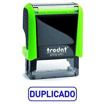 Trodat 4911 Printy Tampon formule commerciale avec texte espagnol DUPLICAT, encreur automatique, taille de la plaque de texte 37 x 14 mm, bleu Trodat 4911 Printy Tampon formule commerciale avec texte espagnol DUPLICAT, encreur automatique, taille de la plaque de texte 37 x 14 mm, bleu