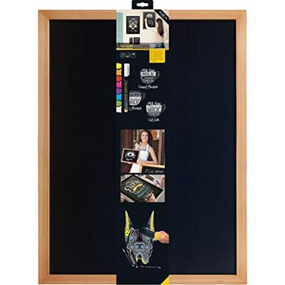 SECURIT Woody Tableau mural noir Cadre en teck 60 x 80 cm SECURIT Woody Tableau mural noir Cadre en teck 60 x 80 cm