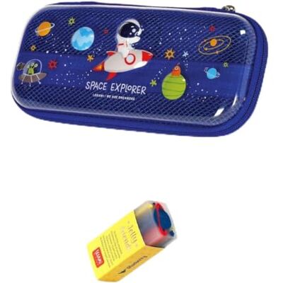Legami Trousse Wonderwow avec 2 compartiments et porte-stylo à l'intérieur, compartiment intérieur en maille, fermeture éclair, 23 x 11 x 5 cm, multicolore, Space avec gomme, Space avec gomme Legami Trousse Wonderwow avec 2 compartiments et porte-stylo à l'intérieur, compartiment intérieur en maille, fermeture éclair, 23 x 11 x 5 cm, multicolore, Space avec gomme, Space avec gomme