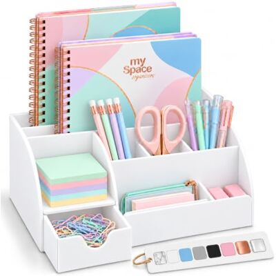 My Space Organizers White Desktop Organizer 9 Compartment Office Desk Accessories Organizer Pen Holder My Space Organizers White Desktop Organizer 9 Compartment Office Desk Accessories Organizer Pen Holder