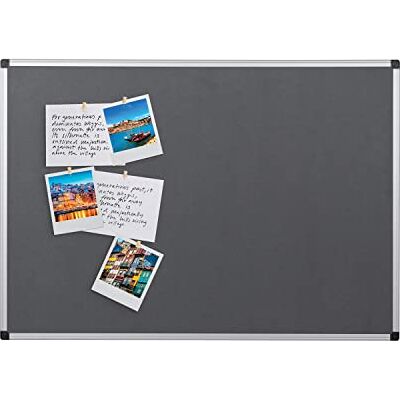 Bi-Office Panneau En Feutre Maya Avec Cadre En Aluminium, Tableau D'affichage Avec Surface En Feutre Lisse Gris, 90 x 60 cm Bi-Office Panneau En Feutre Maya Avec Cadre En Aluminium, Tableau D'affichage Avec Surface En Feutre Lisse Gris, 90 x 60 cm