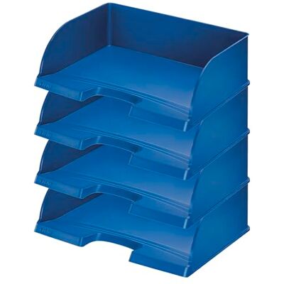 Leitz 52190035 Lot de 4 corbeilles à courrier format paysage A4 avec grande capacité de qualité supérieure Compartiments de rangement empilables Combinable avec la série Plus Bleu Leitz 52190035 Lot de 4 corbeilles à courrier format paysage A4 avec grande capacité de qualité supérieure Compartiments de rangement empilables Combinable avec la série Plus Bleu
