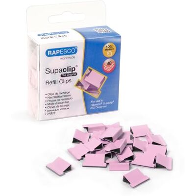 Rapesco 1312 Supaclip 40 Pinces de Recharge, Rose Pastel, Lot de 100 Rapesco 1312 Supaclip 40 Pinces de Recharge, Rose Pastel, Lot de 100