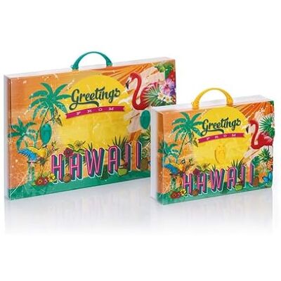Favorit Mallette imprimée Hawaii Aloha en polypropylène alvéolaire imprimé, format 56,5 x 36,5 cm, dos 5,5 cm, poignée arrondie et deux fermetures Favorit Mallette imprimée Hawaii Aloha en polypropylène alvéolaire imprimé, format 56,5 x 36,5 cm, dos 5,5 cm, poignée arrondie et deux fermetures