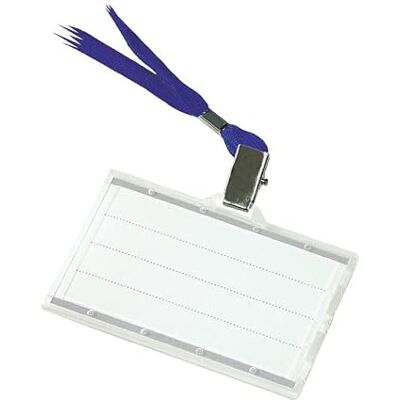 DONAU Lot de 10 badges nominatifs en plastique avec ruban de soie Bleu dur 85 x 50 mm DONAU Lot de 10 badges nominatifs en plastique avec ruban de soie Bleu dur 85 x 50 mm