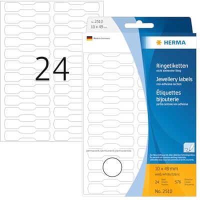 HERMA 2510 Étiquettes bijouterie 10 x 49 mm carton 600 pièces Blanc HERMA 2510 Étiquettes bijouterie 10 x 49 mm carton 600 pièces Blanc