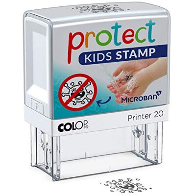 COLOP 155258 Protect Kids Stamp Un tampon pour motiver les enfants à se laver les mains. Version française. COLOP 155258 Protect Kids Stamp Un tampon pour motiver les enfants à se laver les mains. Version française.