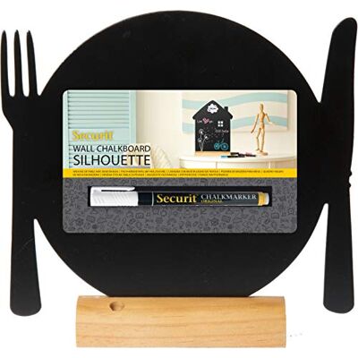 SECURIT Silhouette Ardoise ''Assiette'' Base en Bois Feutre-craie Inclus SECURIT Silhouette Ardoise ''Assiette'' Base en Bois Feutre-craie Inclus