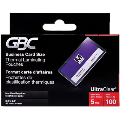 GBC HeatSeal Laminating Pouches, 5 mil, 2 3/16 x 3 11/16, Business Card Size, 100 GBC HeatSeal Laminating Pouches, 5 mil, 2 3/16 x 3 11/16, Business Card Size, 100