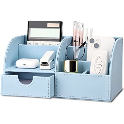 KINGFOM Organisateur de bureau Système de rangement de table En cuir synthétique Porte-crayons Multifonctionnel Fournitures de bureau KINGFOM Organisateur de bureau Système de rangement de table En cuir synthétique Porte-crayons Multifonctionnel Fournitures de bureau