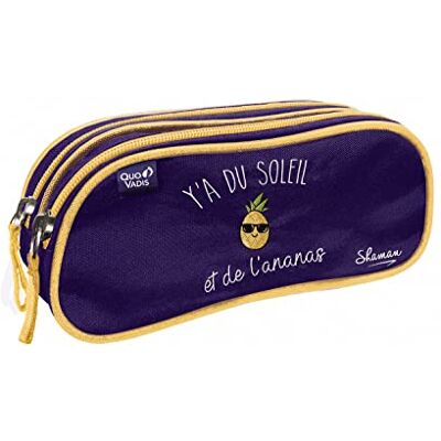 QUO VADIS Collection : SHAMAN TROUSSE SCOLAIRE 2 grands compartiments pour ranger stylos, crayons et feutres Format 10x23x07 cm VisuelY a du soleil et de l'ananas QUO VADIS Collection : SHAMAN TROUSSE SCOLAIRE 2 grands compartiments pour ranger stylos, crayons et feutres Format 10x23x07 cm VisuelY a du soleil et de l'ananas