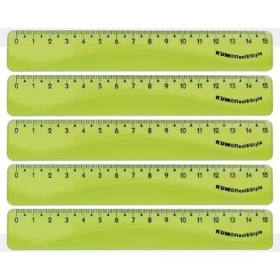 KUM AZ2290116-G Règle Flexi Style 15 cm Vert Flexible 5 pièces, Fournitures Scolaires KUM AZ2290116-G Règle Flexi Style 15 cm Vert Flexible 5 pièces, Fournitures Scolaires