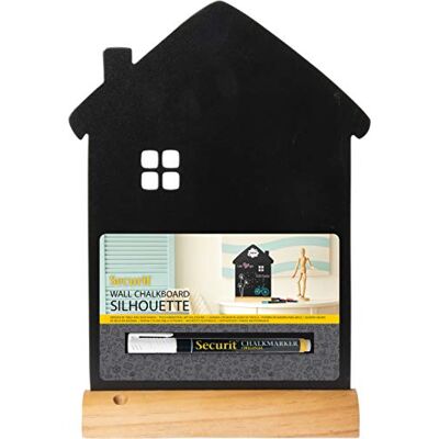 SECURIT Silhouette Ardoise ''Maison'' Socle en Bois Feutre-craie Inclus SECURIT Silhouette Ardoise ''Maison'' Socle en Bois Feutre-craie Inclus