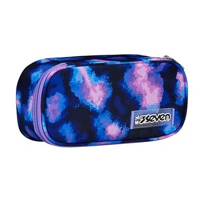 Seven Porte-stylo scolaire rond Plus, bleu, violet spot, sachet ovale avec poche intérieure et élastiques porte-stylo, accessoires de sac à dos, élémentaires, moyennes, supérieures, fille, bleu, Seven Porte-stylo scolaire rond Plus, bleu, violet spot, sachet ovale avec poche intérieure et élastiques porte-stylo, accessoires de sac à dos, élémentaires, moyennes, supérieures, fille, bleu,