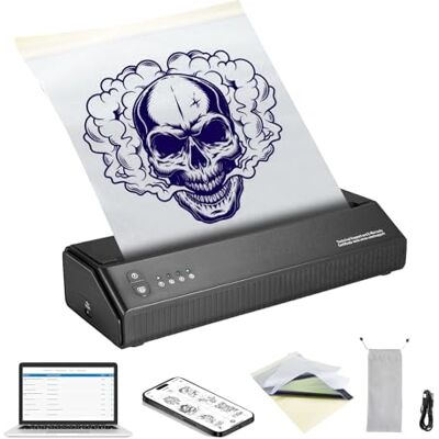 VEVOR Pochoir de tatouage sans fil Bluetooth avec 10 feuilles de papier de transfert, compatible avec iOS et téléphone Android, iPad et PC (avec sac de rangement) VEVOR Pochoir de tatouage sans fil Bluetooth avec 10 feuilles de papier de transfert, compatible avec iOS et téléphone Android, iPad et PC (avec sac de rangement)
