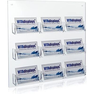 VITAdisplays Porte-cartes de visite avec 9 compartiments pour montage mural VITAdisplays Porte-cartes de visite avec 9 compartiments pour montage mural