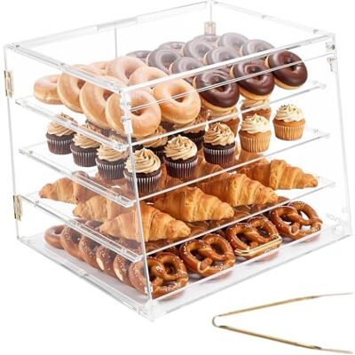 VEVOR Vitrine pour pâtisserie porte-pain, présentoir pour boulangerie commerciale à 4 étagères, vitrine à Pain en acrylique de bar avec porte arrière magnétique pour biscuits 530 x 435 x 415 mm VEVOR Vitrine pour pâtisserie porte-pain, présentoir pour boulangerie commerciale à 4 étagères, vitrine à Pain en acrylique de bar avec porte arrière magnétique pour biscuits 530 x 435 x 415 mm