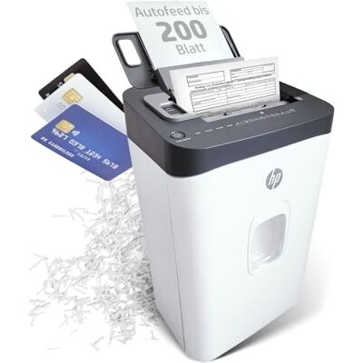 HP ONESHRED Auto 200CC destructeur de papier blanc gris HP ONESHRED Auto 200CC destructeur de papier blanc gris