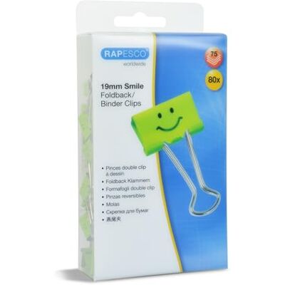 Rapesco 1423 Pinces à Double Clip Souriantes 19 mm, Vert, Lot de 80 Rapesco 1423 Pinces à Double Clip Souriantes 19 mm, Vert, Lot de 80