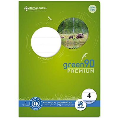 Staufen Green Heft Format A5, linéature 4 (lignée), 16 feuilles, papier recyclé blanc de qualité supérieure 90 g/m², coins ronds pour éviter les oreilles d'âne, 1 pièce Staufen Green Heft Format A5, linéature 4 (lignée), 16 feuilles, papier recyclé blanc de qualité supérieure 90 g/m², coins ronds pour éviter les oreilles d'âne, 1 pièce