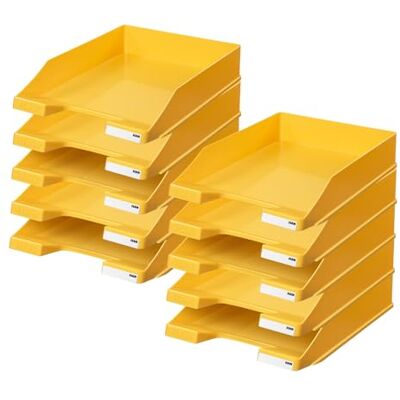 HAN 10x bac à courrier CLASSIC, jaune, A4/C4, empilable, 255 x 348 x 65 mm Fabriqué en Allemagne, format A4/C4, 255 x 348 x 65 mm, plateau à documents, bac de classement, plateau à lettres HAN 10x bac à courrier CLASSIC, jaune, A4/C4, empilable, 255 x 348 x 65 mm Fabriqué en Allemagne, format A4/C4, 255 x 348 x 65 mm, plateau à documents, bac de classement, plateau à lettres