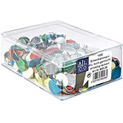 Alco -Albert 540-26 Lot de 1000 pinces d'angle en aluminium laqué Multicolore Alco -Albert 540-26 Lot de 1000 pinces d'angle en aluminium laqué Multicolore