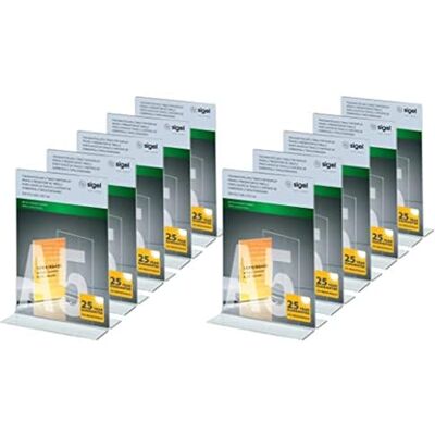 Sigel TA222 Lot de 10 Présentoirs verticals de table, 15 x 21,5 x 5,3 cm, acrylique transparent Sigel TA222 Lot de 10 Présentoirs verticals de table, 15 x 21,5 x 5,3 cm, acrylique transparent