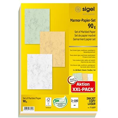 Ensemble de papier marbré SIGEL A4 - Papier fin Ensemble de papier marbré SIGEL A4 - Papier fin
