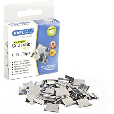 Rapesco RC4050SS Supaclip 40 Recharge de Pinces, 50 en Acier Inoxydable En acier inoxydable Rapesco RC4050SS Supaclip 40 Recharge de Pinces, 50 en Acier Inoxydable En acier inoxydable