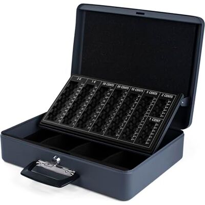 Pavo Caissette à monnaie en acier 37 x 28 x 10 cm avec trieur à monnaie Gris foncé Pavo Caissette à monnaie en acier 37 x 28 x 10 cm avec trieur à monnaie Gris foncé