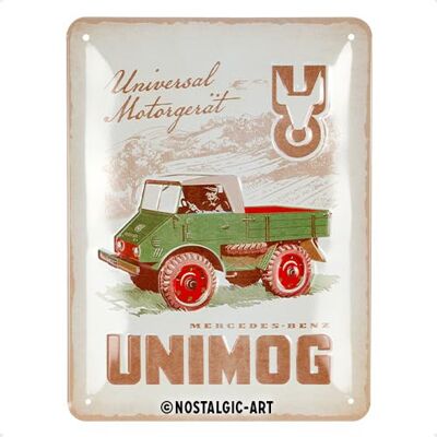 ART Plaque rétro, 15 x 20 cm, Daimler Truck – Unimog 1951 – Idée cadeau pour fans d'accessoires automobiles, Official License Product (OLP), en métal, design vintage ART Plaque rétro, 15 x 20 cm, Daimler Truck – Unimog 1951 – Idée cadeau pour fans d'accessoires automobiles, Official License Product (OLP), en métal, design vintage
