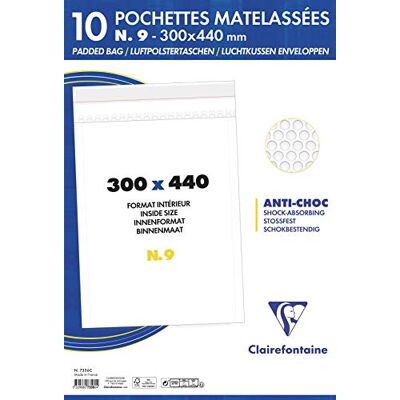 Clairefontaine 7356C Pak 10 Witte Gewatteerde Enveloppen 300x440-90g/m² Clairefontaine 7356C Pak 10 Witte Gewatteerde Enveloppen 300x440-90g/m²