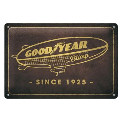 ART Plaque rétro, 20 x 30 cm, Goodyear – Blimp since 1925 – Idée cadeau pour fans de moteur, Official License Product (OLP), en métal, design vintage ART Plaque rétro, 20 x 30 cm, Goodyear – Blimp since 1925 – Idée cadeau pour fans de moteur, Official License Product (OLP), en métal, design vintage