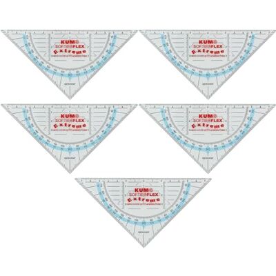KUM AZ225.07.16-T Lot de 5 équerres géométriques 16 cm, extrêmement flexibles et incassables, Softie Flex Extreme Transparent KUM AZ225.07.16-T Lot de 5 équerres géométriques 16 cm, extrêmement flexibles et incassables, Softie Flex Extreme Transparent