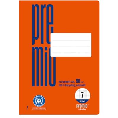 Staufen premio Lot de 10 cahiers de 16 feuilles chacun, format A5, linéature 7 (carreaux de 7 mm), papier recyclé 90 g/m², coins arrondis pour éviter les « oreilles d'âne » Staufen premio Lot de 10 cahiers de 16 feuilles chacun, format A5, linéature 7 (carreaux de 7 mm), papier recyclé 90 g/m², coins arrondis pour éviter les « oreilles d'âne »