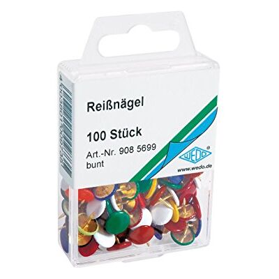 WEDO 908.56 Lot de 100 punaises Couleurs assorties WEDO 908.56 Lot de 100 punaises Couleurs assorties