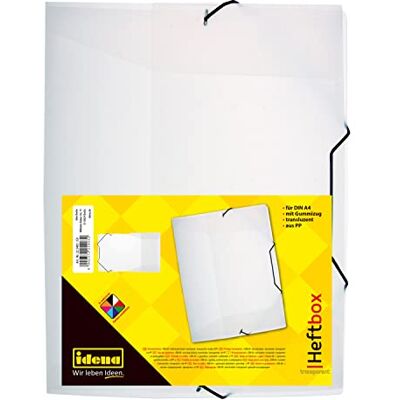 Idena 225403 Boîte à cahier avec élastique en polypropylène Hauteur de remplissage 3,5 cm Transparent 1 pièce Blanc Idena 225403 Boîte à cahier avec élastique en polypropylène Hauteur de remplissage 3,5 cm Transparent 1 pièce Blanc