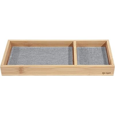 Sigel SA205 Plateau d'accessoires, en bambou, 24,5 x 2,5 x 10,9 cm, beige/gris clair/noir Sigel SA205 Plateau d'accessoires, en bambou, 24,5 x 2,5 x 10,9 cm, beige/gris clair/noir