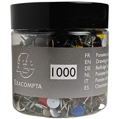 EXACOMPTA Boite de 1000 punaises en laiton hauteur de pointe 9mm 9mm de diametre EXACOMPTA Boite de 1000 punaises en laiton hauteur de pointe 9mm 9mm de diametre