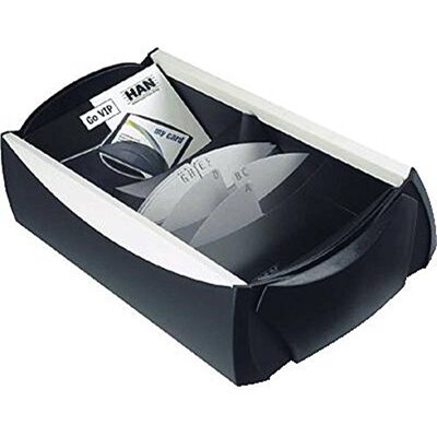 HAN 1x Boîte à cartes de visite VIP, noire, 500 cartes, avec couvercle et HAN 1x Boîte à cartes de visite VIP, noire, 500 cartes, avec couvercle et