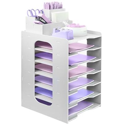 HMXLJJY Bac à courrier A4 à 7 niveaux avec plateau de classement empilable, organiseur de papier de bureau avec porte-stylo (blanc) HMXLJJY Bac à courrier A4 à 7 niveaux avec plateau de classement empilable, organiseur de papier de bureau avec porte-stylo (blanc)